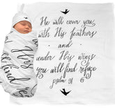 Under His Wings swaddle fabric close-up; soft organic cotton for delicate baby skin