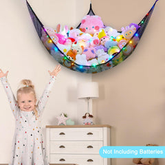 Unicorn Castle elastic edge keeps toys securely contained in the hanging net.