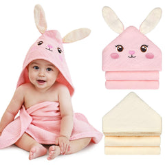 Unicorn Castle hooded towel with rabbit hood offering cozy post-bath warmth for newborns