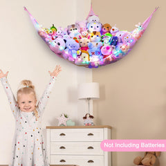 Unicorn Castle pale-pink hammock with elastic edge for growing collections.