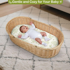 Unicorn Castle satin bassinet sheets floral beige-green pattern shows design and care