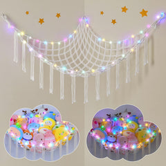 Unicorn Castle hammock net overview in nursery helps declutter play space