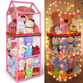 Unicorn Castle stuffed animals storage three-tier design keeps plush toys organized