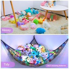 Unicorn Castle toy hammock with wall hooks showing easy installation in a room.