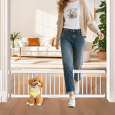 Unidevice dog gate step-over 14inch demonstrates easy access for small dogs.