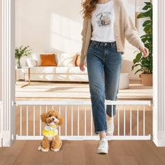 Unidevice dog gate step-over 14inch demonstrates easy access for small dogs.