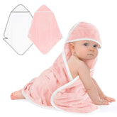 UNIMADE hooded towel for newborns, pink and white, gentle drying after bath
