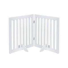 unipaws 24in free-standing pet gate in doorway offers easy, wall-safe containment.