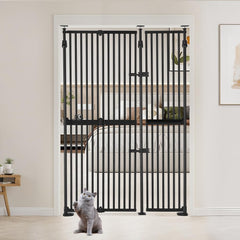 Unipaws 75in cat gate height demonstrates tall-cat containment for doorway safety