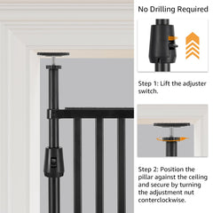 Unipaws cat gate in use shows one hand operation and two-way access
