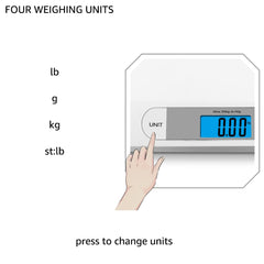 unipaws digital pet scale shows four units for flexible measurements in everyday use.