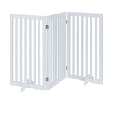 Unipaws free-standing pet gate in doorway provides easy room separation.