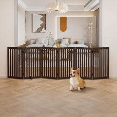 Unipaws freestanding dog gate in doorway showcasing wall-safe stability