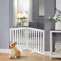 unipaws white indoor pet gate set on staircase for safe pet passage control.