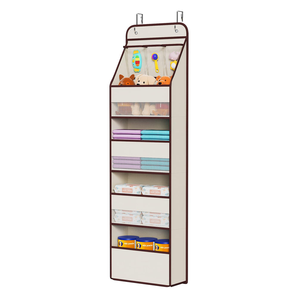 Univivi 5-Shelf Fabric Door Storage front stitching shows durability for heavy items