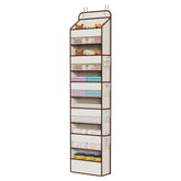 Univivi 6-tier over-the-door organizer beige hanging keeps items organized and clutter-free.