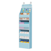Univivi door-hanging-organizer blue fabric close-up showing breathable material for safe nursery storage