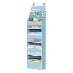 Univivi door-hanging-organizer blue fabric close-up showing breathable material for safe nursery storage