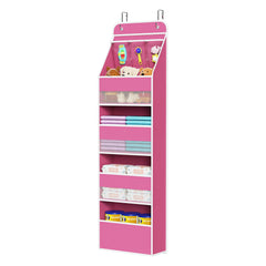 Univivi over-door hanging organizer pink showing compact, space-saving design