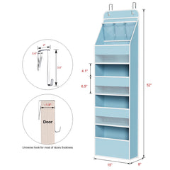 Univivi over-door installation blue view with metal hooks for secure placement