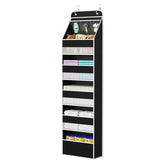 Univivi over door organizer black front view keeps baby items within reach