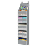 Univivi over-door organizer gray keeps baby essentials neatly stored for quick access.