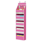 Univivi over-door organizer pink front view shows spacious pockets for baby essentials.