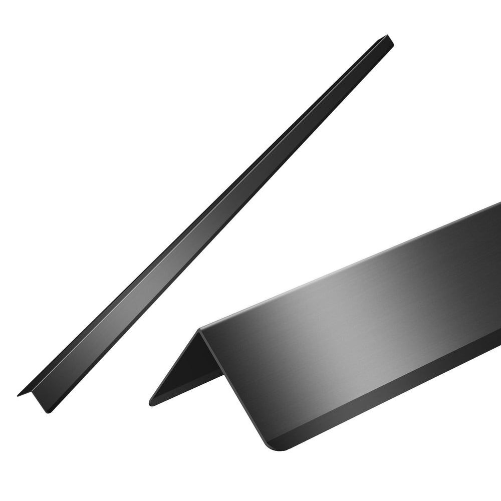 UNNAK black stainless steel corner guard front view protects walls with sleek edge protection.