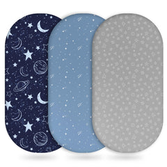 Unnivoll bassinet sheets three-pack offers versatile colors for nursery decor and quick swaps.