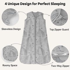Unnivoll sleep sack 2-way zipper closeup for easy, gentle diaper changes.