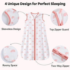 Unnivoll sleep sack uses combed cotton for breathable, gentle fabric.