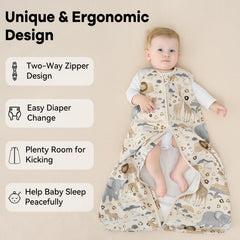 Unnivoll sleep sack shows roomy hip space for natural movement and warmth.