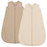 Unnivoll fleece sleep sack dot pattern closeup in coffee provides cozy warmth and soothing texture