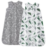 Unnivoll fleece sleep sack gray dinosaur, front view, cozy wearable blanket for toddler warmth.