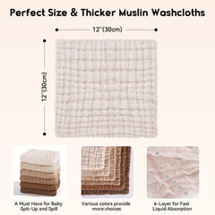 Unnivoll muslin washcloths with lanyard for easy hanging and quick drying