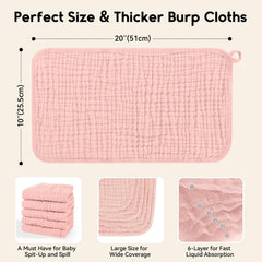 Unnivoll muslin burp cloth 20x10 inches provides large coverage for mess-prone moments.