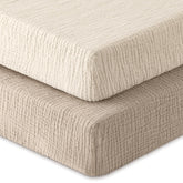 Unnivoll Muslin Crib Sheets close-up showing soft texture for gentle baby-skin comfort.