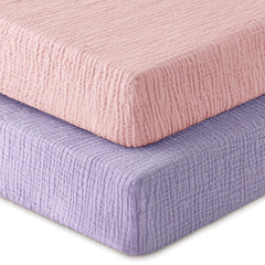 Unnivoll muslin crib sheets in pink offer soft-touch comfort for baby sleep