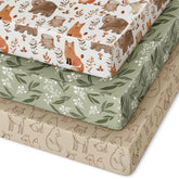 Unnivoll pack and play sheets with elastic edge securing the 38x26 mattress
