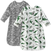Unnivoll sleep-sack dinosaur grey front view keeps baby cozy in mild seasons.
