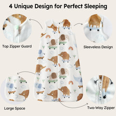 Unnivoll sleep sack interior fleece close-up emphasizes plush warmth.