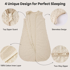 Unnivoll sleep sack roomy fit in coffee supports free arm movement and secure warmth