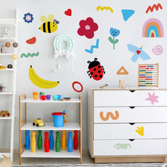 Unonede insect-fruit wall decals collection brightens kids’ rooms with whimsical art.