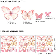 Unonede Pink Butterflies wall decal sheets spread for quick room makeover.