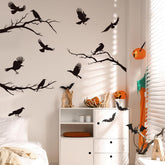 Unonede raven-crow-wall-stickers showcase bold crows for dramatic Halloween decor in any room, spooky ambiance.