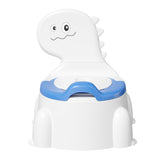 Unseki dinosaur potty seat Indigo front view shows sturdy legs for safe learning