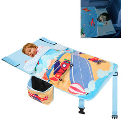 Untree airplane bed toddler-set-up shows hands-free comfort for long flights.
