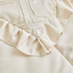 UOZZI Bedding Bed Skirt cream white detail offers finished nursery look.