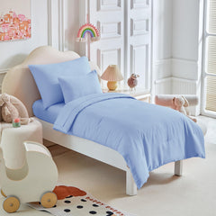 UOZZI Bedding toddler set reversible comforter demonstrates cozy warmth for nap time.