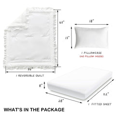 UOZZI BEDDING white ruffle detail adds nursery charm